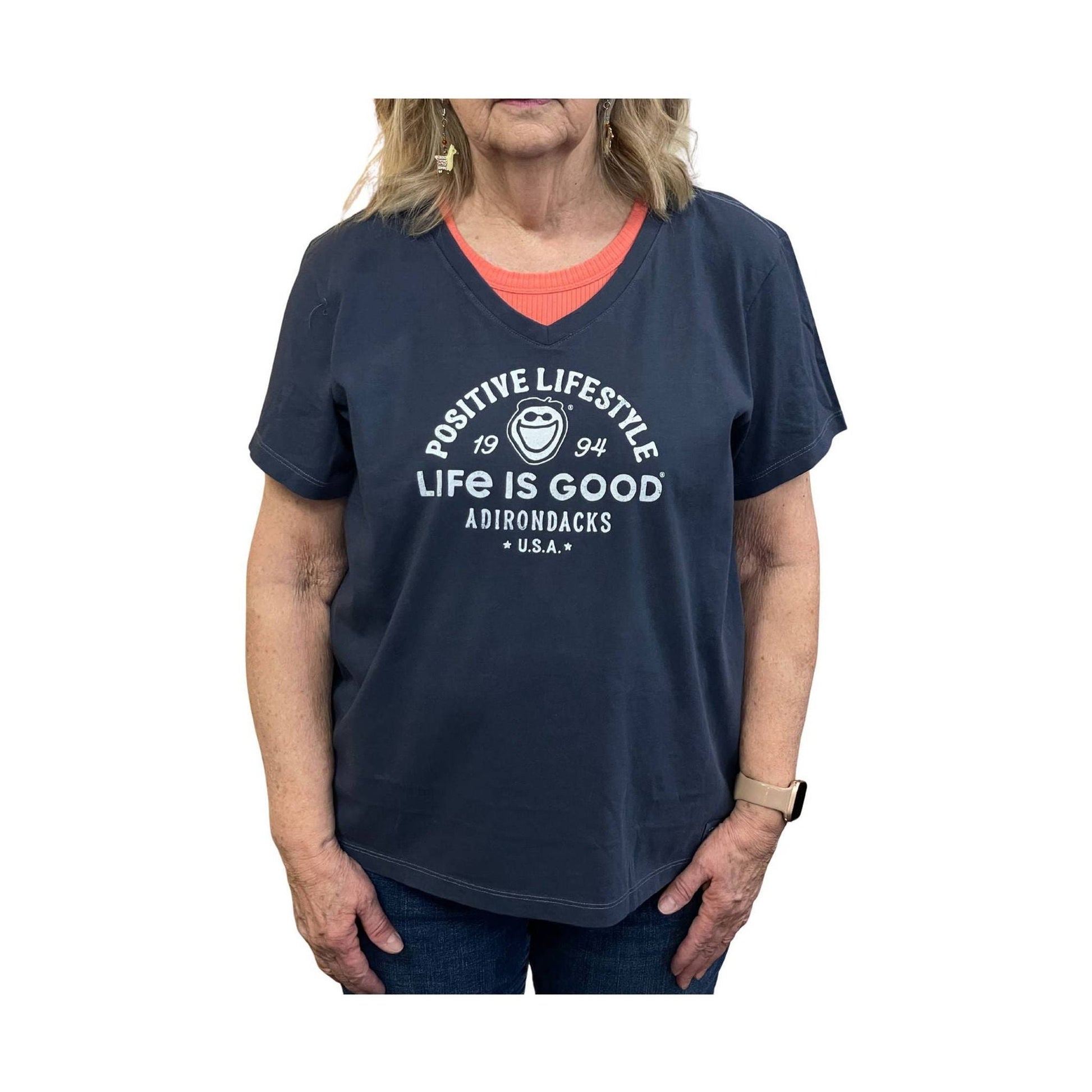 Life Is Good Women's Adirondacks Positive Tee - Darkest Blue by Lenny's Shoe & Apparel
