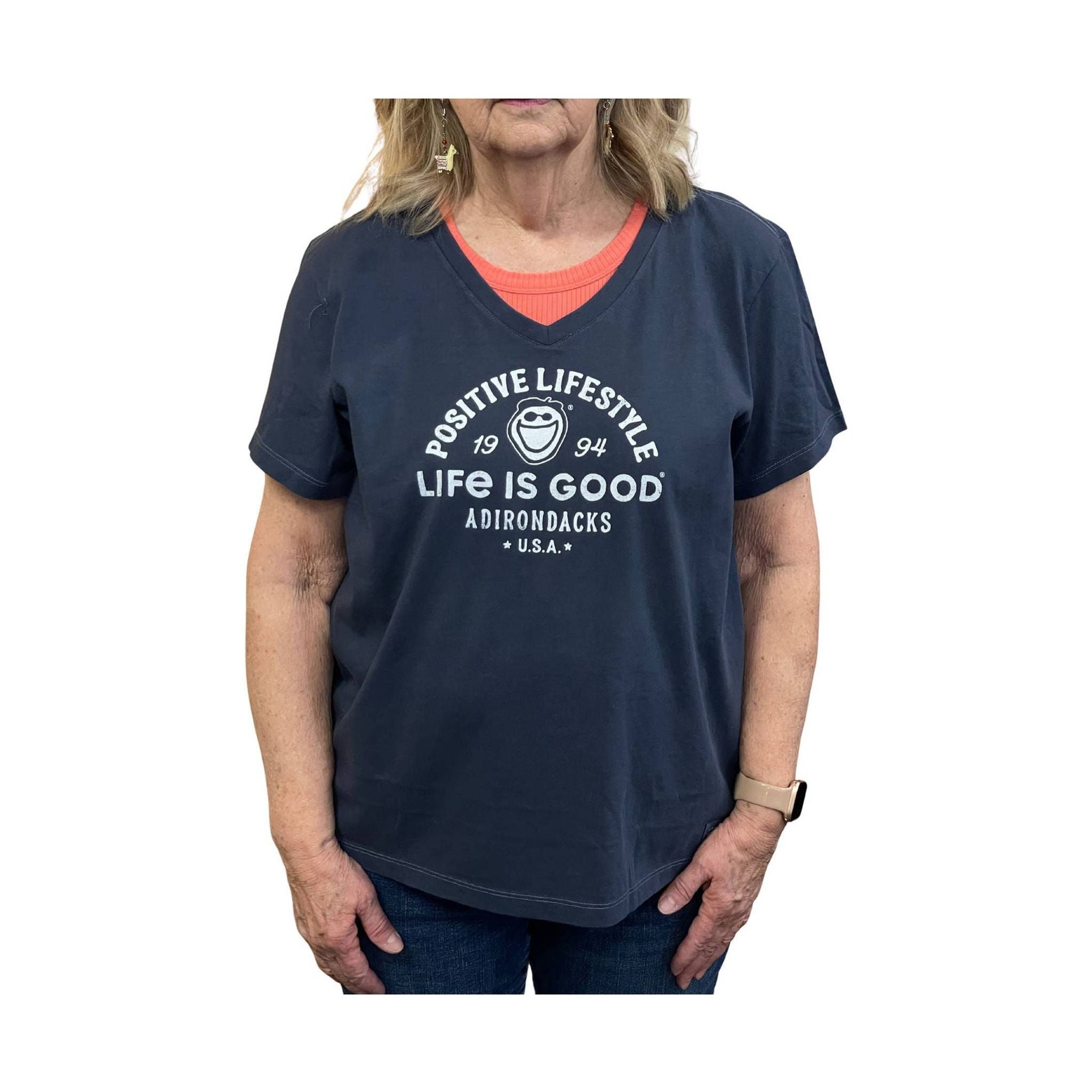 Life Is Good Women's Adirondacks Positive Tee - Darkest Blue by Lenny's Shoe & Apparel
