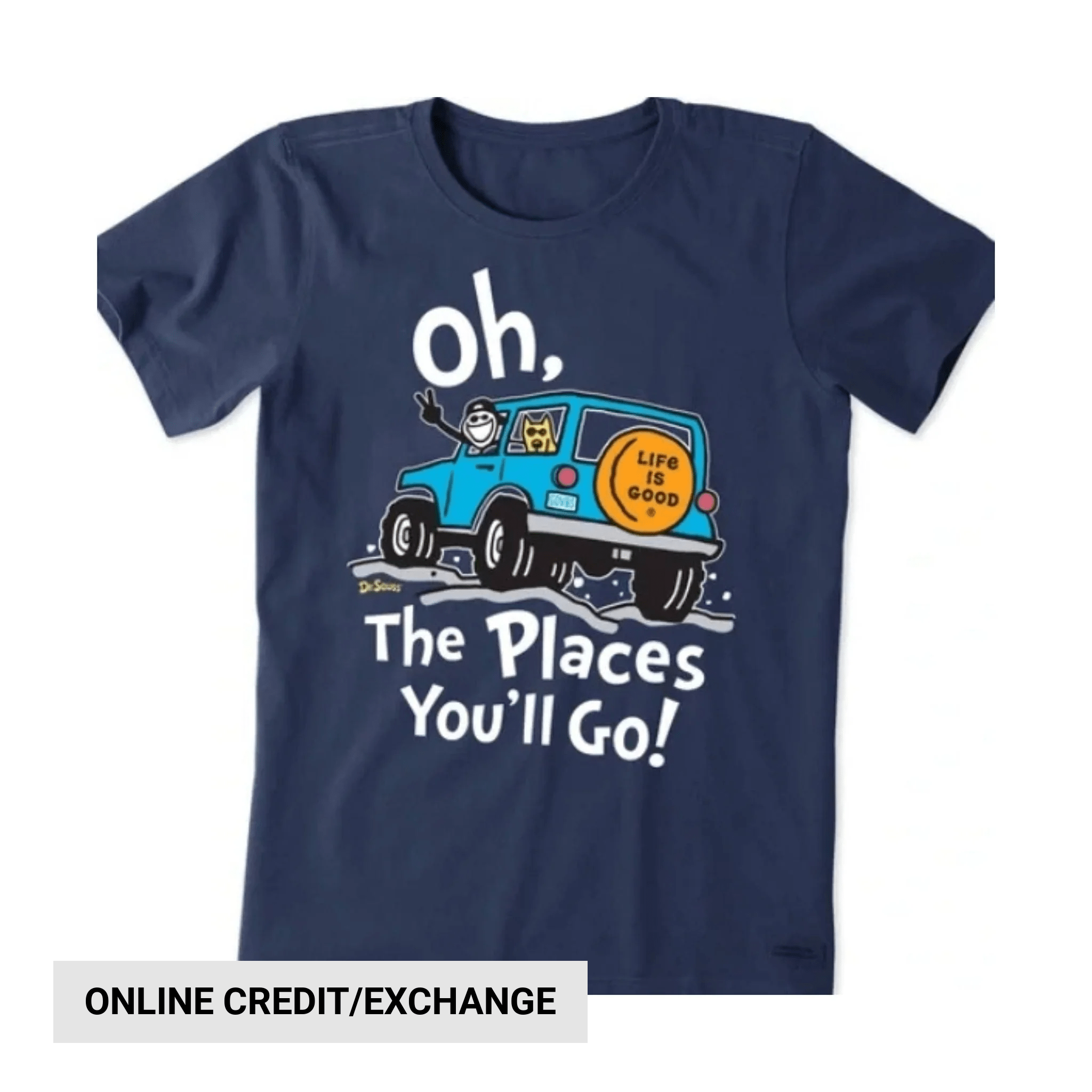 Life Is Good Women's Dr. Seuss Oh The Places You'll Go Crusher Tee - Darkest Blue by Lenny's Shoe & Apparel