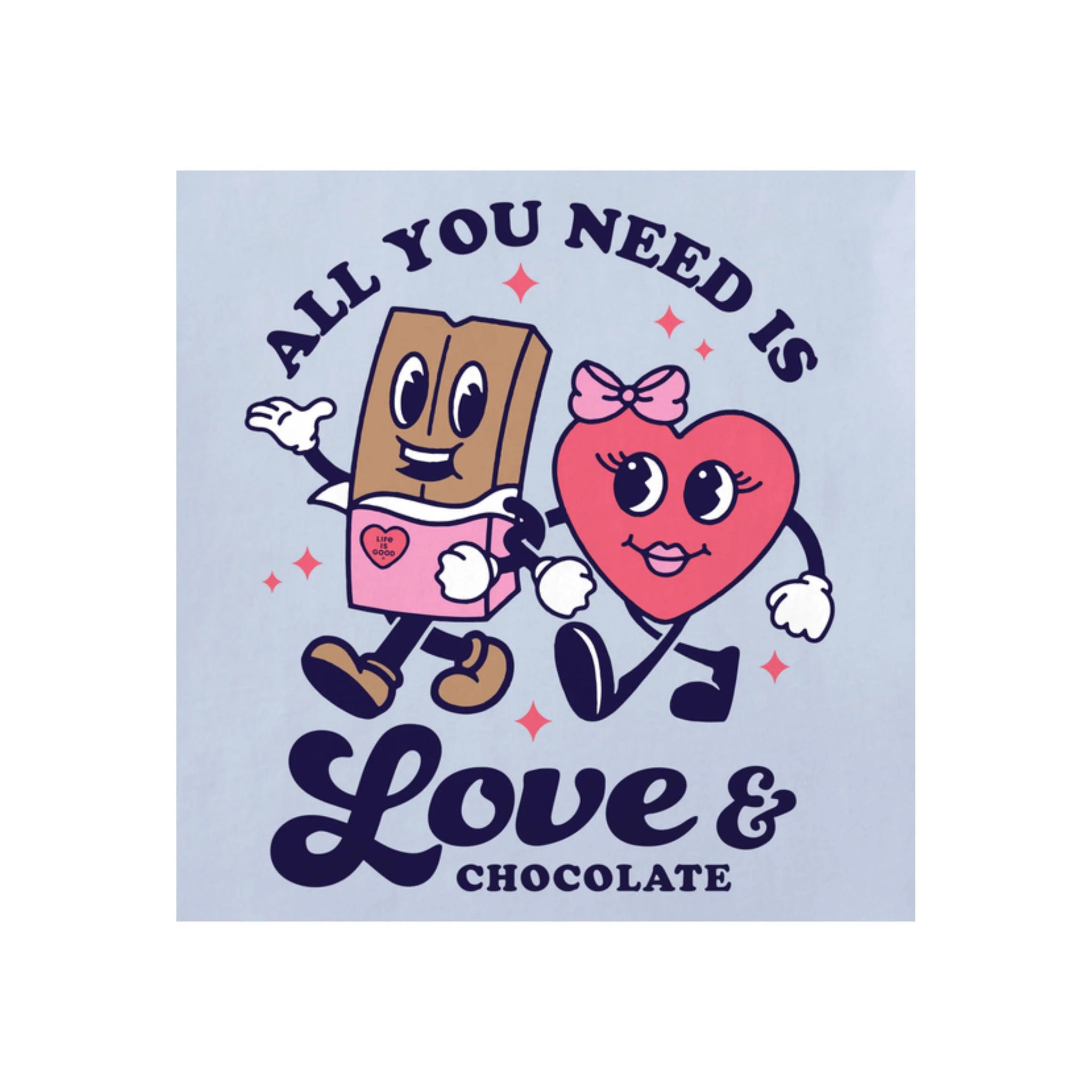 Life Is Good Women's Love & Chocolate Crusher Tee - Glacier Blue by Lenny's Shoe & Apparel