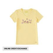 Life Is Good Women's Perch Nectar Short Sleeve Crusher Vee - Sandy Yellow by Lenny's Shoe & Apparel