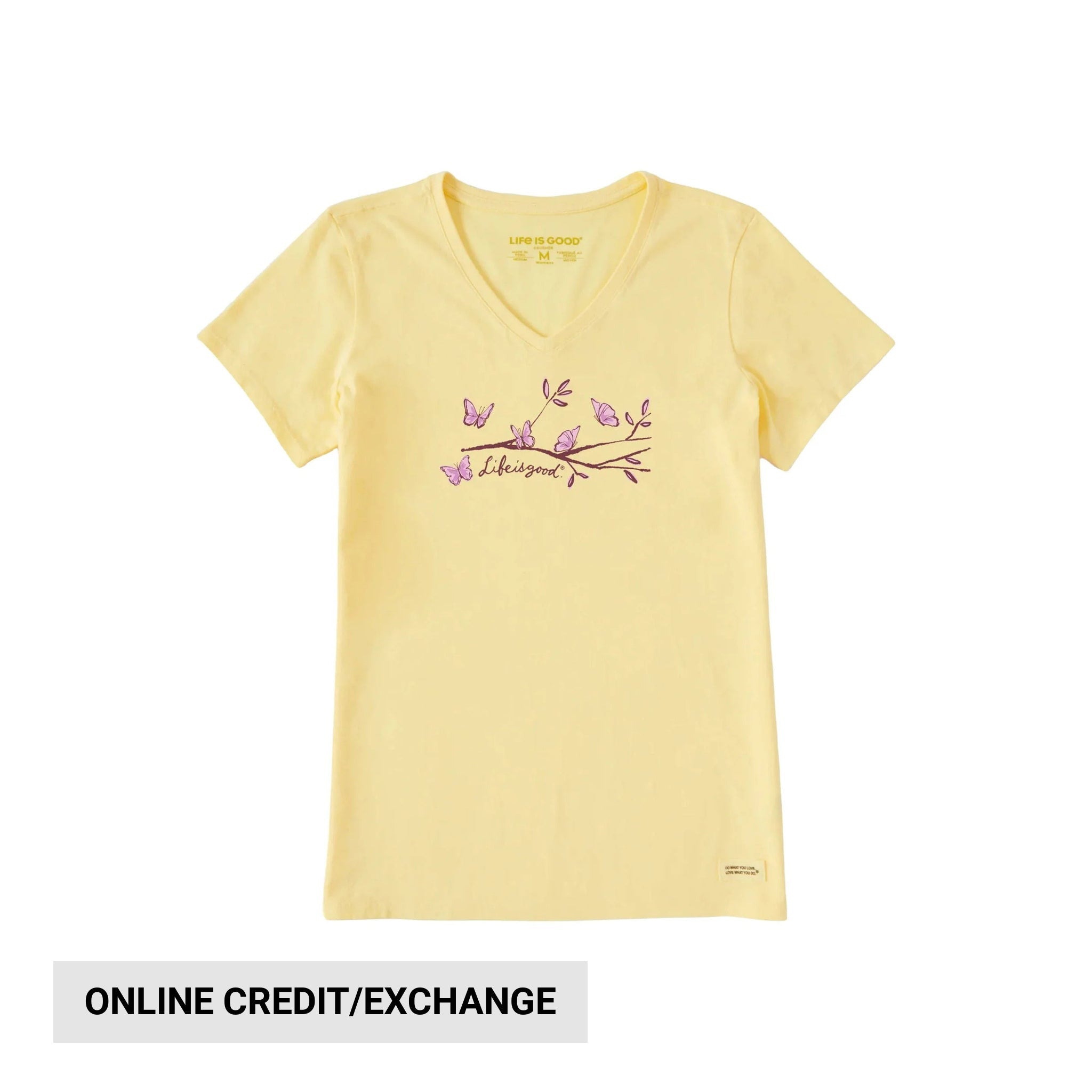 Life Is Good Women's Perch Nectar Short Sleeve Crusher Vee - Sandy Yellow by Lenny's Shoe & Apparel