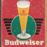 Tin Sign - Budweiser Retro Glass by Homeportonline