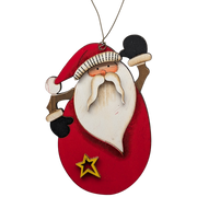 Saint Nick's Joyful Salute: Hand-Painted Plywood Ornament