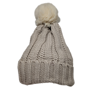 Knit Hat With Three Interchangeable Poms - Oatmeal
