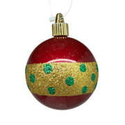 Candy Red Shatterproof Ball Ornament With Gold Glitter Band
