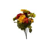 11 inch Faux Mini Straw Dasies - Red Yellow Green Flowers