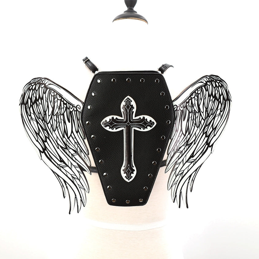 Glow In The Dark Coffin Bag With Angel Wings