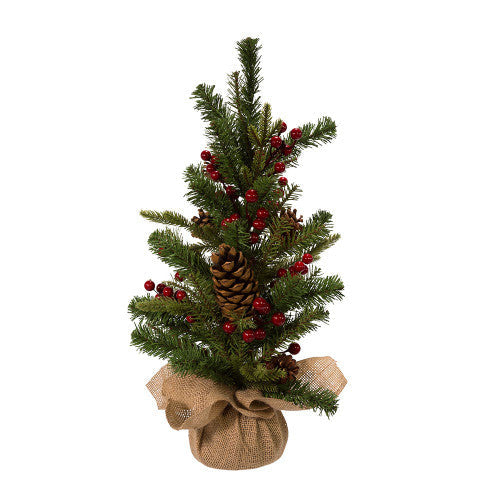 24-Inch Red Berries and Pinecones Artificial Christmas Tree