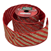 2.5" x 3 Yard Christmas Ribbon - Red and Gold Sparkle