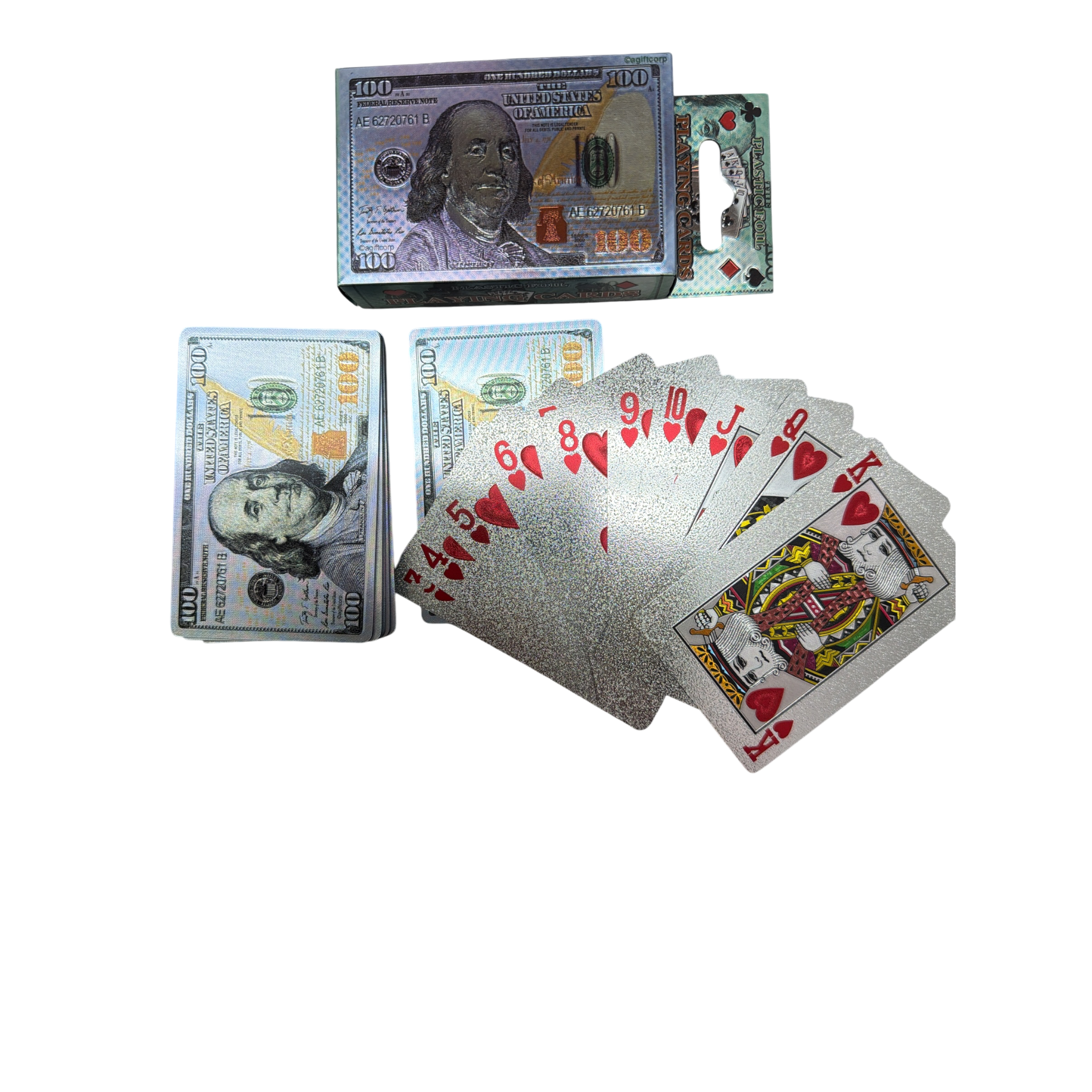 $100 Bill Playing Cards - Silver