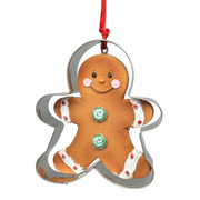 Gingerbread Cookie Cutter Ornament - Green Buttons