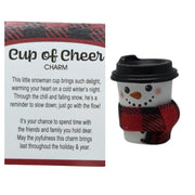 Cup Of  Cheer Snowman Charm  - Red Scarf