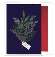Foil Accented Embossed Cards (Season's Greetings with Evergreens)