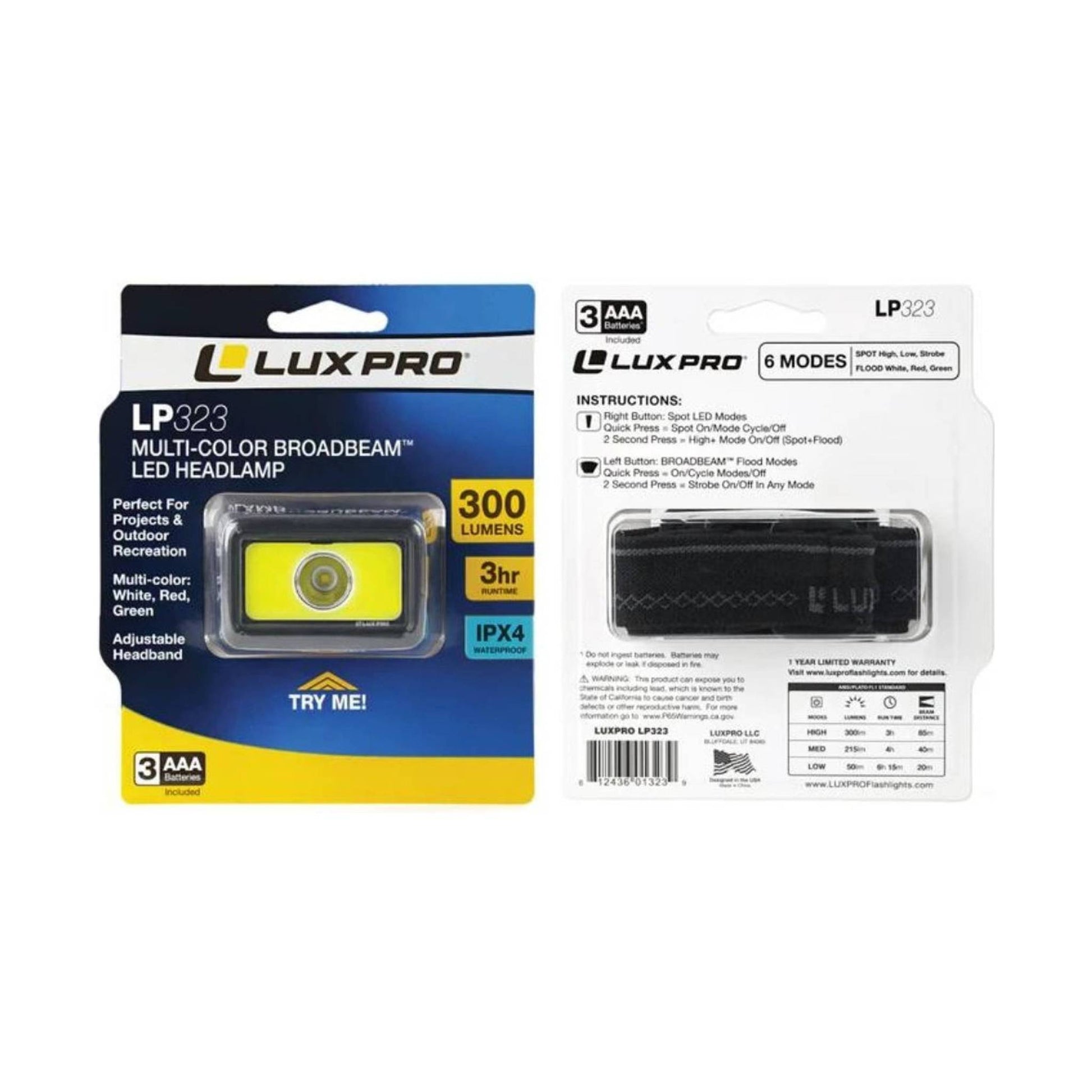 Luxpro LP323 Multi-Color Broadbeam Headlamp by Lenny's Shoe & Apparel