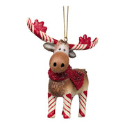 Candy Cane Standing Moose Ornament