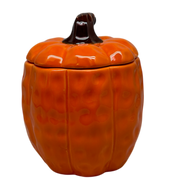 Covered Ceramic Pumpkin Jar Wax Candle - Orange