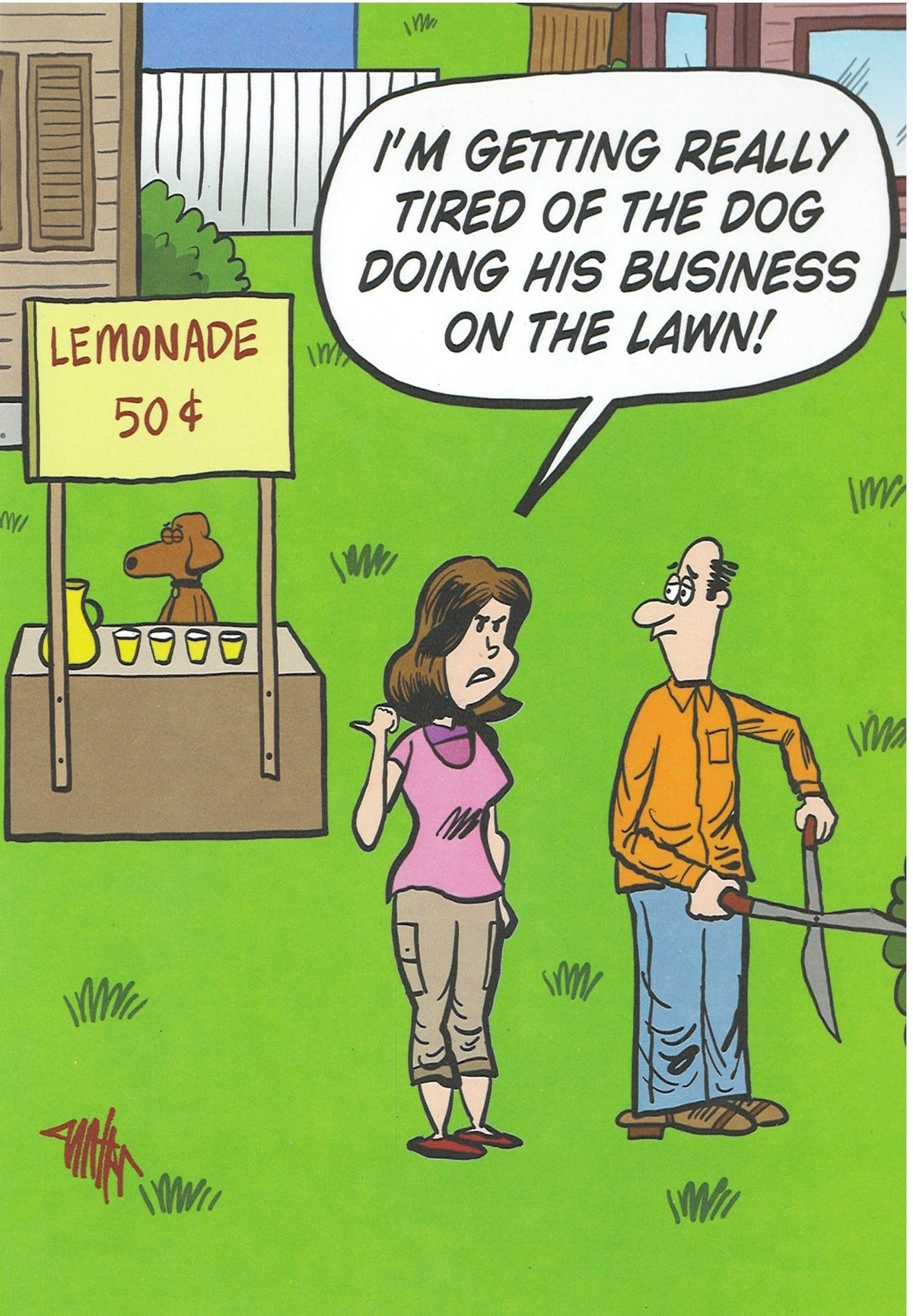 Dog Doing Business On The Lawn - Birthday Card