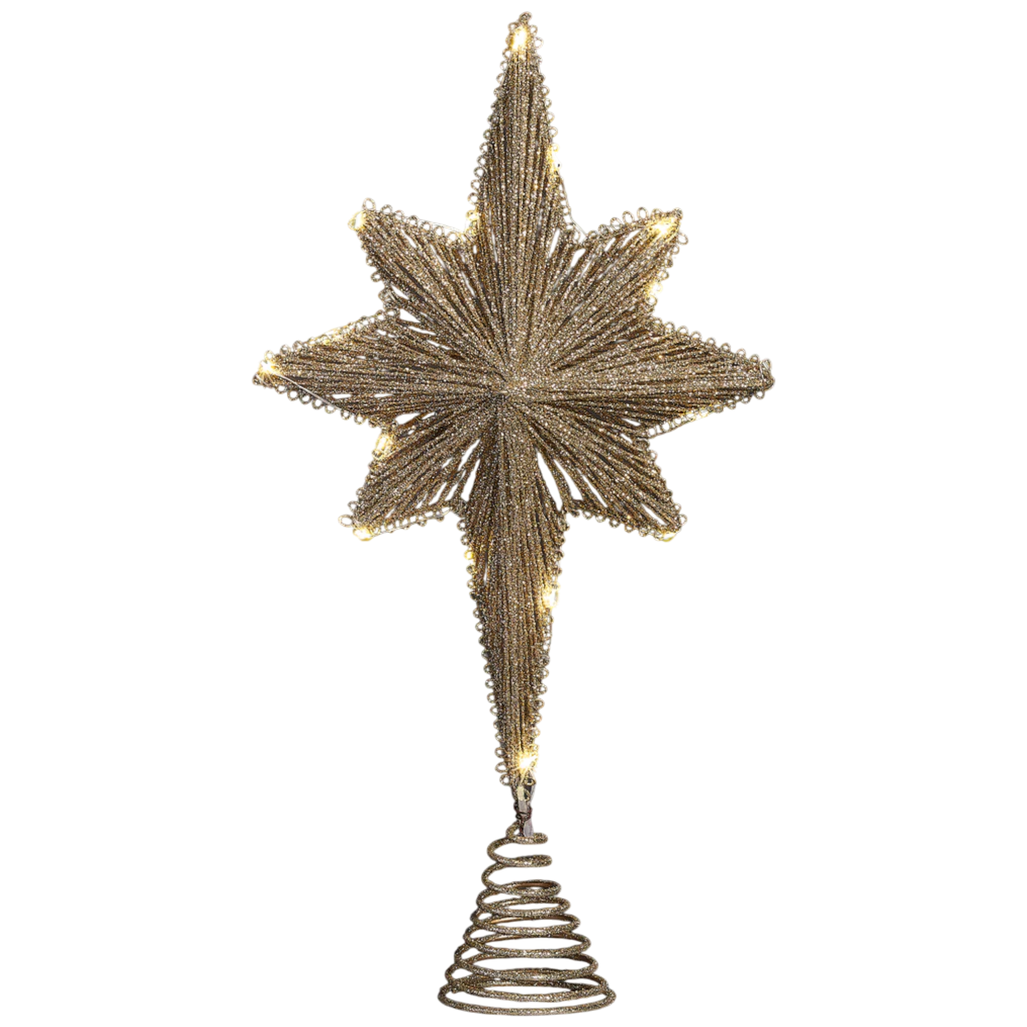 Golden Glow LED Star Tree Topper - Sixteen Inches