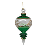 Emerald Green and Clear Ornament with Lotus Motif