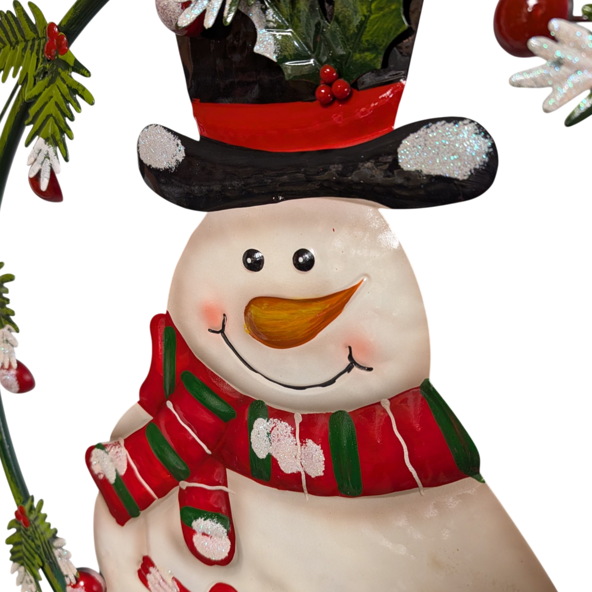 Snowman Wreath Yard Stake - 32 Inch