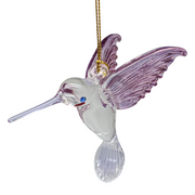 Egyptian Glass Hummingbird Ornament - Purple Wings / Blue Beak