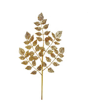 Gold Glittered Leaf Spray