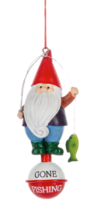 Gnome Fishing Ornament - Gone Fishing