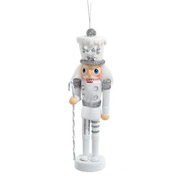 5 Inch Hollywood Nutcracker Ornament - White with Cane