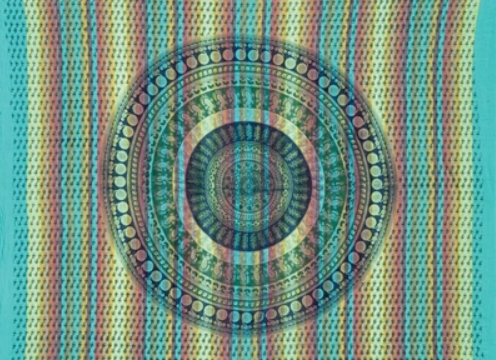 Tapestry Full Size Overprint Madras Circle Bagru Green by Homeportonline