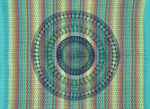 Tapestry Twin Size Overprint Madras Circle Bagru Green by Homeportonline