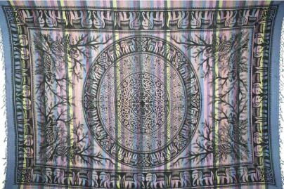 Tapestry Single Size Overprint Madras Elephant Blue by Homeportonline