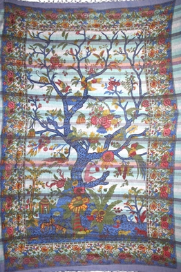 Tapestry Full Size Overprint Madras Tree Of Life Green by Homeportonline