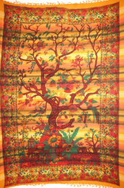 Tapestry Full Size Overprint Madras Tree Of Life Yellow by Homeportonline