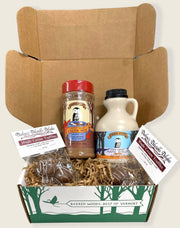 Hot Cocoa Mix, 4 Chocolate Truffles and One Pint of Maple Syrup Gift Box by Barred Woods Maple