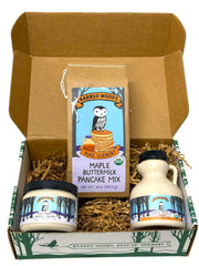 Maple Gift Box with 8 oz Jug of Syrup, Pancake Mix, and Maple Cream by Barred Woods Maple