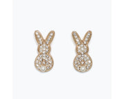 Sparkling Bunny Earrings with Pearl Tail