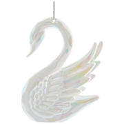 Opalescent White Swan Ornament - 4 Inches