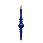 Outer Swirl Icicle Glass Ornaments - Cobalt