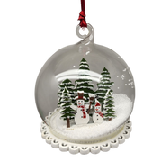 Glass Snow Ball Scene Ornament - Snowmen