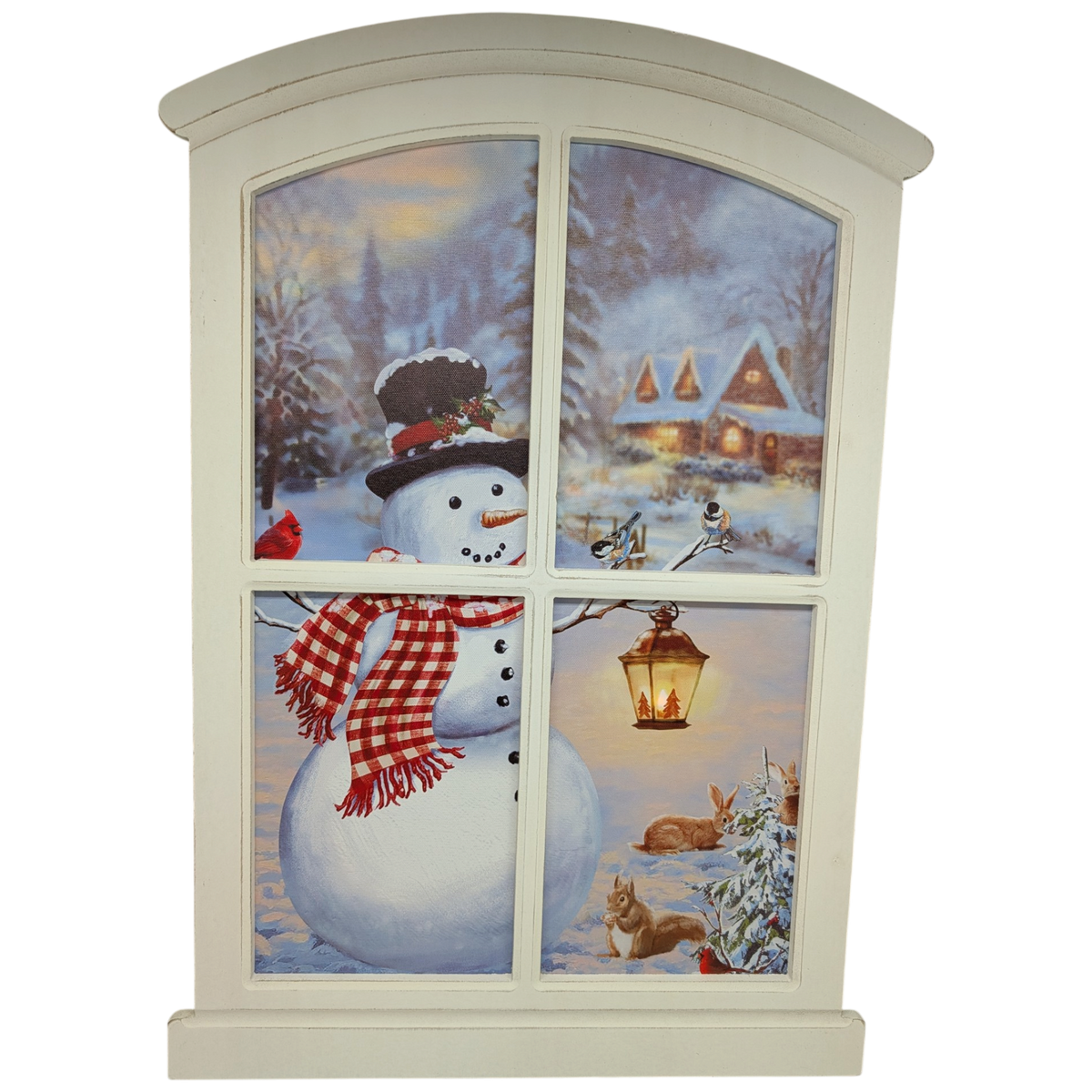 Lighted Winter Window Wall Hanging - Snowman's Forest Friends