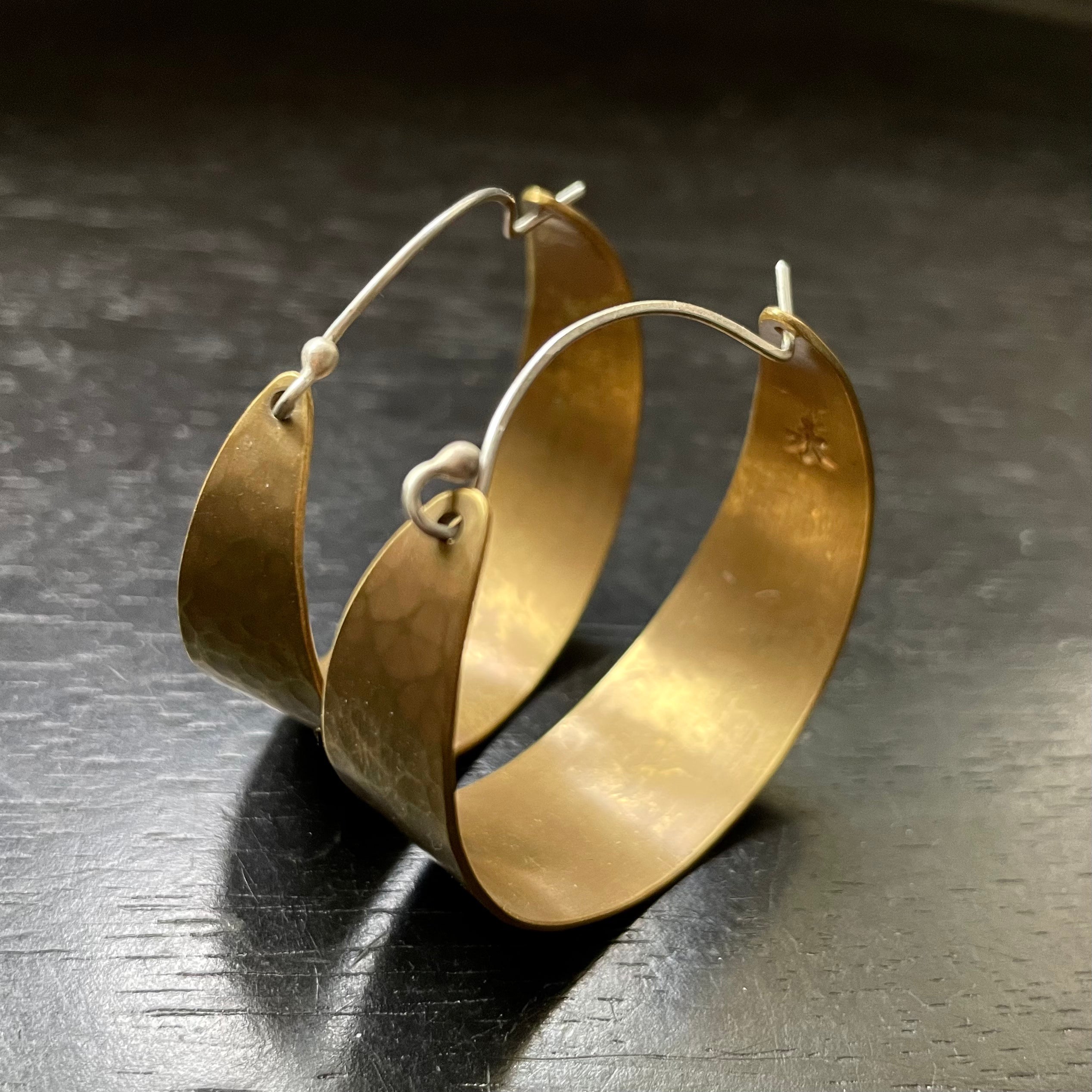 Brass Wide Hoop Earrings - 3 sizes