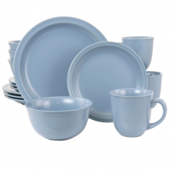 Siam Stoneware Dinnerware 16 Piece Set in Blue by Homeportonline