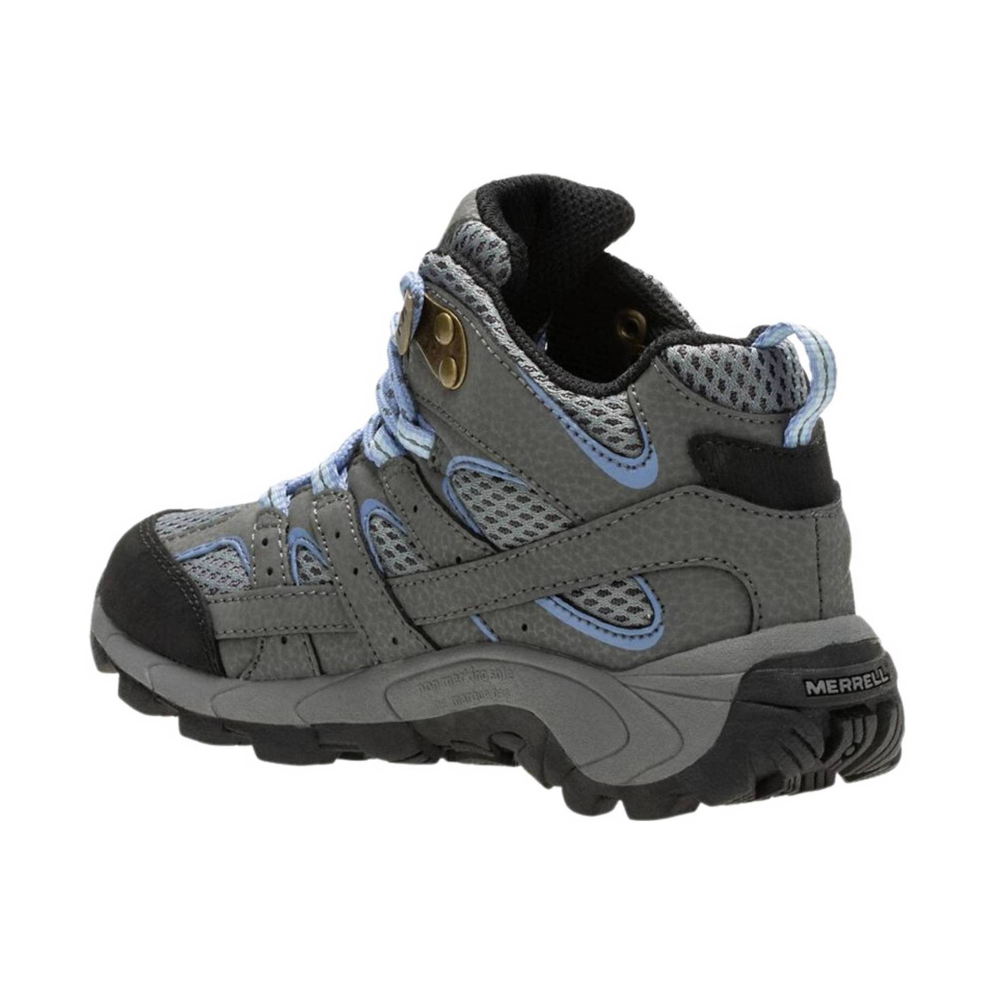 Merrell Kids' Moab Mid Waterproof Boot - Grey/Periwinkle by Lenny's Shoe & Apparel