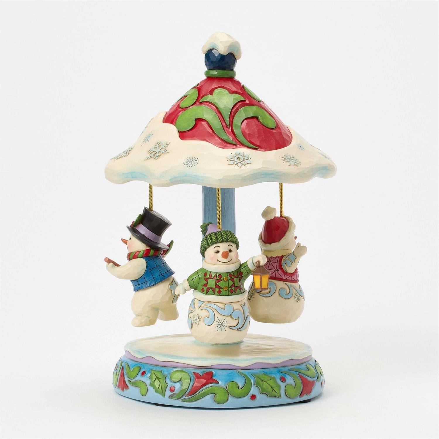 Rotating Snowman Carousel Figurine