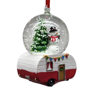 Camper Snowglobe Ornament - Snowman