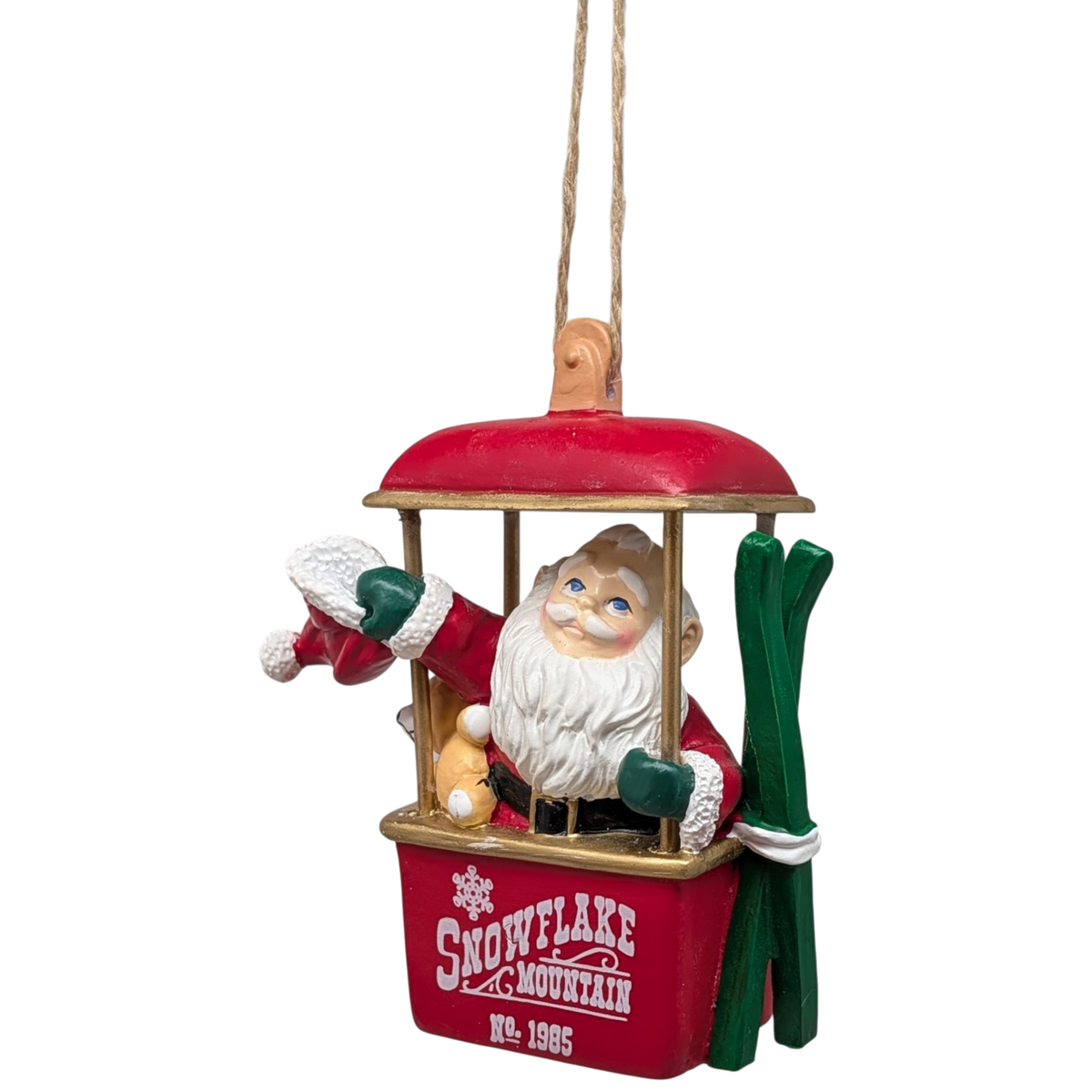 Santa's Ski Gondola Ornament - Red