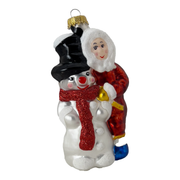 Snowman with Child Figurine Ornament - 5 Inch