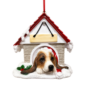 Ceramic Doghouse Ornament - Basset Hound