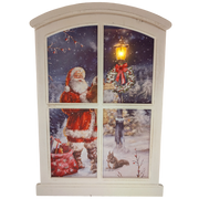 Lighted Winter Window Wall Hanging - Santa in the Park